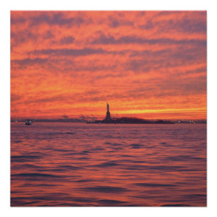 Póster Cartaz do pôr do sol da Estátua da Liberdade