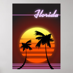 Póster Cartaz do pôr do sol da Flórida 1984