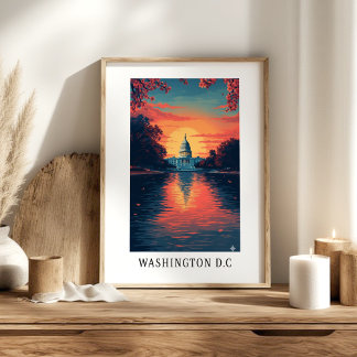 Poster Cartaz do Pôr do Sol do Capitólio de Washington D.
