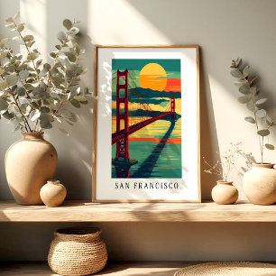 Poster Cartaz do Pôr do Sol do Golden Gate de São Francis