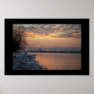 Poster Cartaz do pôr do sol do rio no inverno