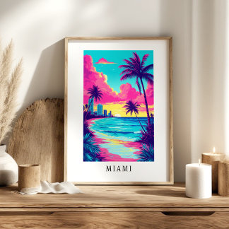 Poster Cartaz do pôr do sol na praia tropical de Miami