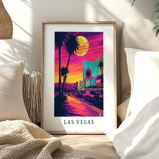 Poster Cartaz do pôr do sol neon de Las Vegas (Criador carregado)