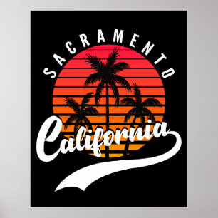Poster Cartaz do Pôr do Sol Retro Sacramento