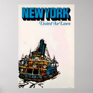 Poster Cartaz do Porto de Nova York NYC Arte Viagem Unida