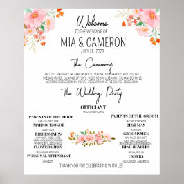 Poster Cartaz do Programa de Casamento Floral Verde