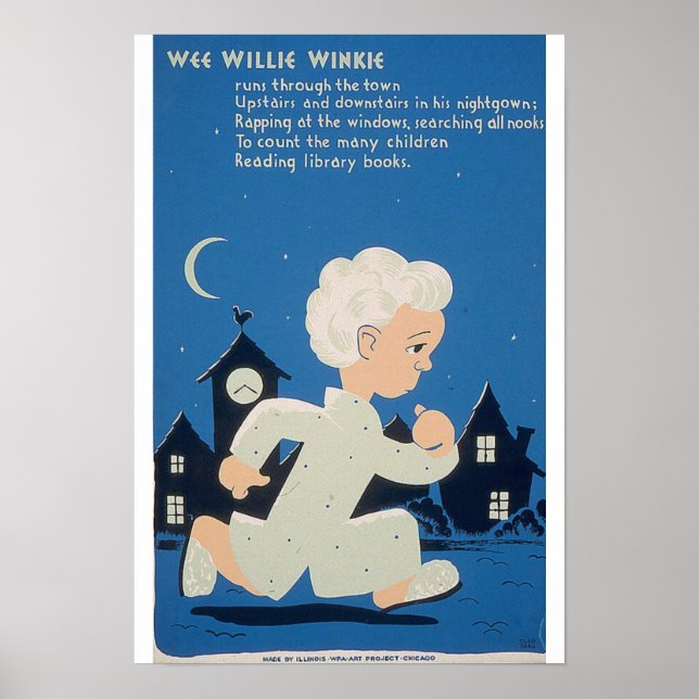 Poster Cartaz do Projeto de Arte WEE WILLIE WINKIE da WPA (Frente)