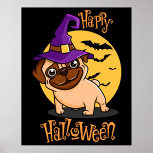 Poster Cartaz do Pug de Halloween
