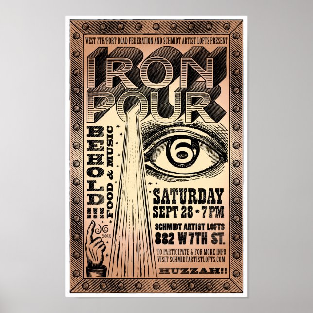 Póster Cartaz do Sexto Anual West 7th Iron Pour 2013 (Frente)