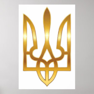 Poster Cartaz do Símbolo Tridente Militar Oficial da Ucrâ