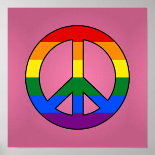 Poster Cartaz do sinal de paz da bandeira LGBT