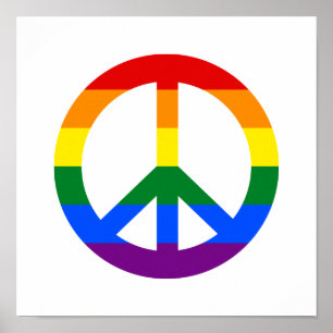 Poster cartaz do sinal de paz da bandeira LGBT