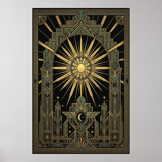 Poster Cartaz do Sol e da Lua Celestiais Art Déco | Geome (Frente)