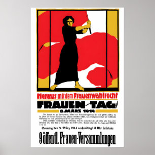 Poster Cartaz do Sufrágio Feminino Alemão 1914 Arte Femin