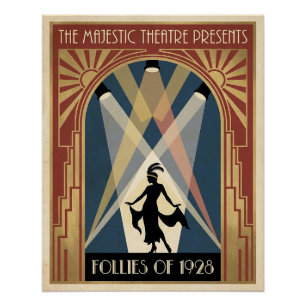 Póster Cartaz do Teatro Follies da década de 1920