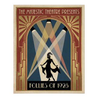 Póster Cartaz do Teatro Follies da década de 1920