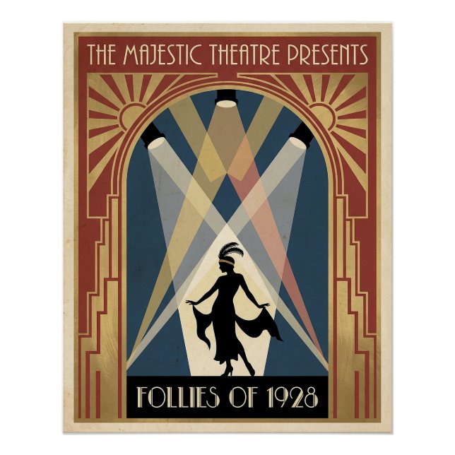 Póster Cartaz do Teatro Follies da década de 1920 (Frente)