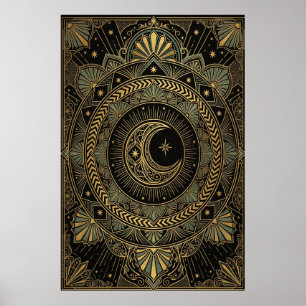 Poster Cartaz do Templo Celestial Art Déco   Explosão Sol