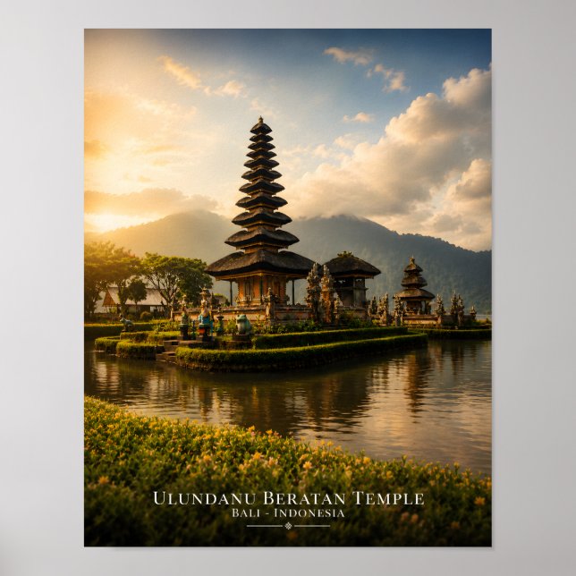 Poster Cartaz do Templo Ulundanu Beratan Bali (Frente)