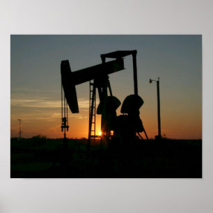 Poster Cartaz do Texas Oil Pumpjack ao Pôr do Sol