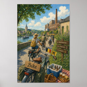 Poster Cartaz do Tour de Bicicleta da Cervejaria Ribeirin
