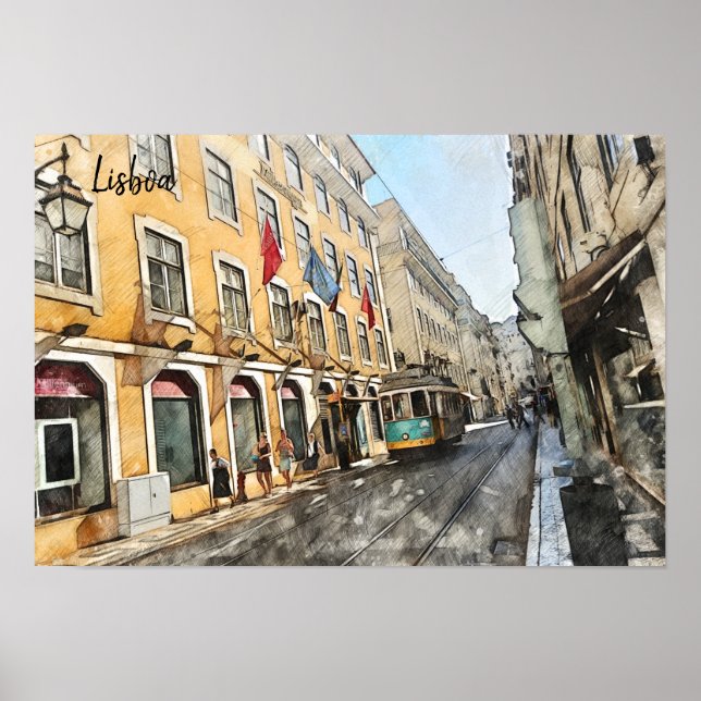 Poster Cartaz do Tram em Lisboa (Frente)