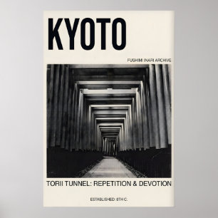 Poster Cartaz do Túnel Torii de Kyoto, Arte de Viagem Min