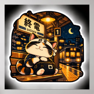 Poster Cartaz do Último Trem Gato | Arte Noturna de Estaç