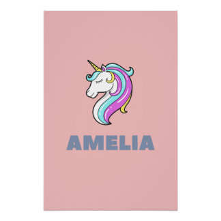 Póster Cartaz do Unicórnio Amelia