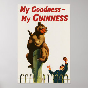 Poster Cartaz do Urso Guinness  John Gilroy Vintage