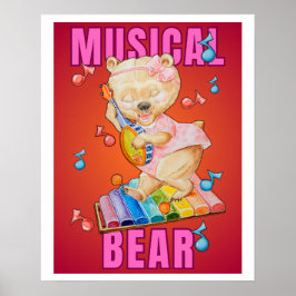 Poster Cartaz do Urso Musical Impressão, Valor (Semi-Bril