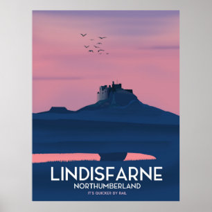 Poster Cartaz do viagem do castelo de Lindisfarne