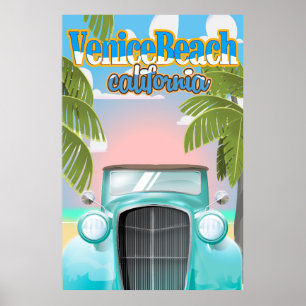 Póster Cartaz do vintage de Califórnia da praia de Venez