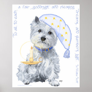 Póster Cartaz do Westie Sonhos Agradáveis