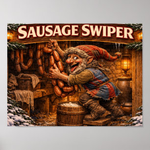 Poster cartaz do Yule Lad Ladrão de Salsicha