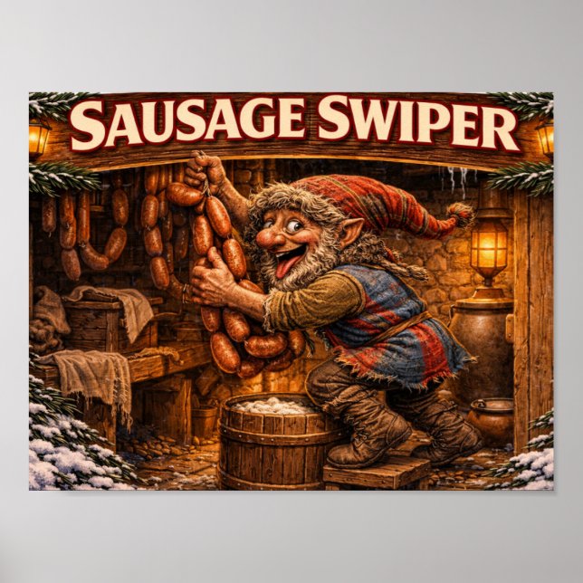 Poster cartaz do Yule Lad Ladrão de Salsicha (Frente)