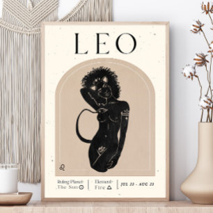 Poster Cartaz do Zodíaco Feminino de Leão   Arte de Astro