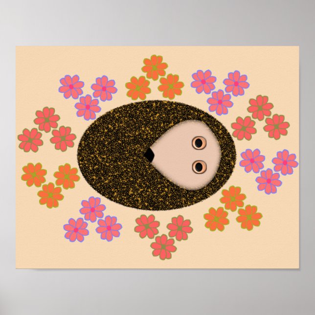Póster Cartaz doouriço-cacheiro Sonolento e Flores (Frente)