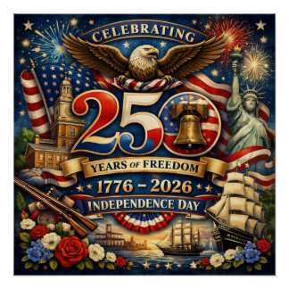 Póster Cartaz dos 250 Anos de Liberdade (1776–2026)