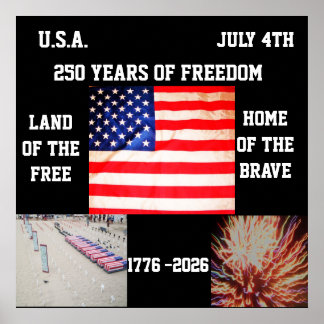 Poster cartaz dos 250 ANOS DE LIBERDADE AMERICANO