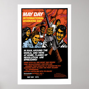 Poster Cartaz dos anos 1970 Dia internacional dos trabalh