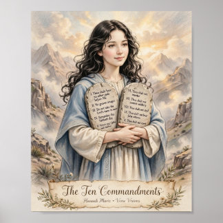 Poster Cartaz dos Dez Mandamentos da Bíblia KJV - Mulher
