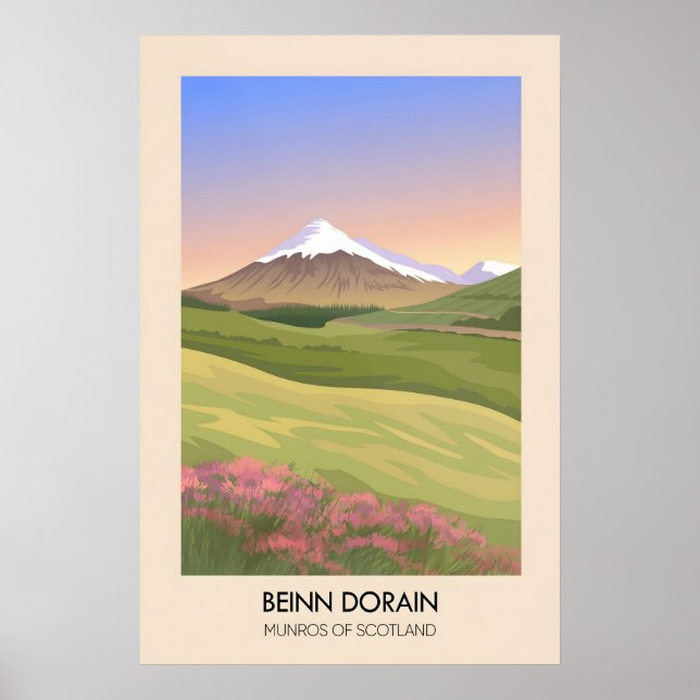 Poster Cartaz dos Munros Beinn Dorain da Escócia (Frente)