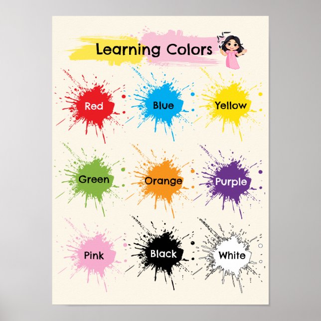 Poster Cartaz educacional de aprendizagem de cores (Frente)