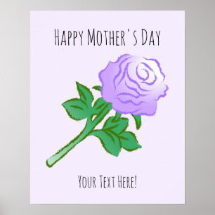 Poster Cartaz elegante com uma rosa violeta