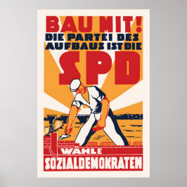 Poster Cartaz Eleitoral Alemão de 1946 SPD Partido Trabal
