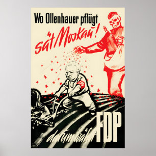 Poster Cartaz Eleitoral Alemão dos Anos 1950 FDP Parede P