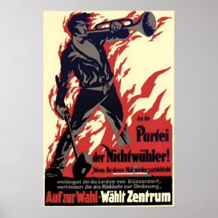 Poster Cartaz Eleitoral Alemão Zentrum Não Eleitores vão 