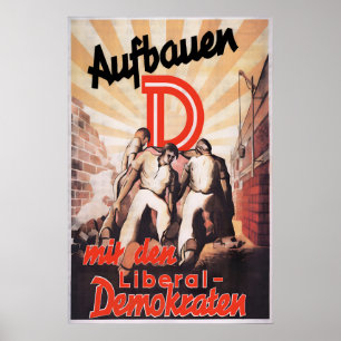 Poster Cartaz Eleitoral da RDA LDPD Reconstrua! Vote Libe