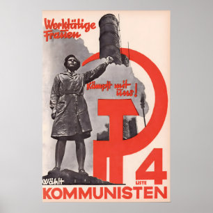 Poster Cartaz eleitoral do KPD alemão Mulheres trabalhado